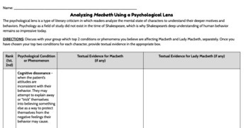 Preview of Analyzing Shakespeare's Macbeth Using a Psychological Lens