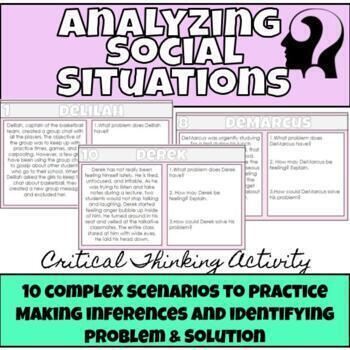 Preview of Analyzing Social Situations- Practice Making Inferences and Problem and Solution