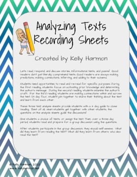 Preview of Analyzing Texts Recording Sheets