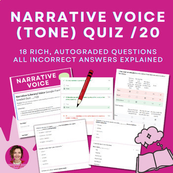 Preview of Analyzing Tone & Narrative Voice Quiz | Google Form Auto-Graded Test /20