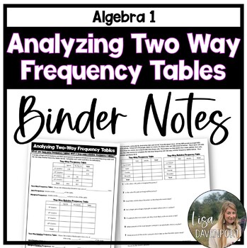 Preview of Analyzing Two Way Frequency Tables - Binder Notes for Algebra 1
