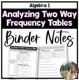 Analyzing Two Way Frequency Tables - Binder Notes for Algebra 1