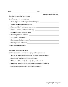 Preview of Analyzing Verb Phrases Worksheet