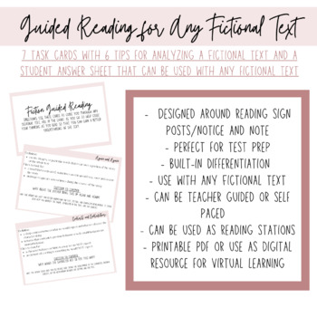 Preview of Fictional Text Analysis Task Cards | Guided Reading for any Fictional Text