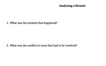 Preview of Analyzing a Memoir worksheet