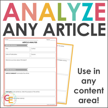 Article Analysis by Creatively Elective | TPT