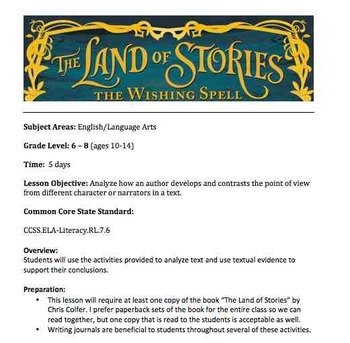 Preview of Analyzing and Point of View - Reading/Writing "The Land of Stories" Lesson Plans