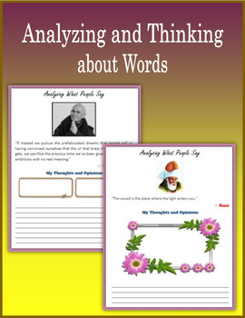Preview of Analyzing and Thinking about Words - Critical Thinking