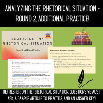 Preview of Analyzing the Rhetorical Situation - Refresher & Practice with an Article!