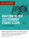 Analyzing the Text (ELA Secondary Student Lesson)