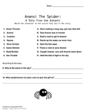 Anansi the Spider- Character Worksheet