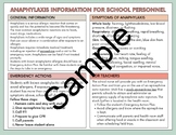 Anaphylaxis Information for School Personnel