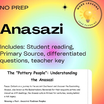 Preview of Anasazi Pottery People Pre Colonial American Reading Comprehension Worksheet
