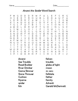 Preview of Anansi the Spider Word Search