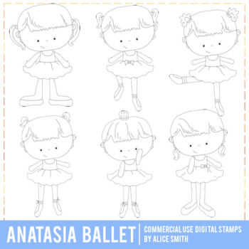 Preview of Anastasia Ballerina Digital Stamp Graphics