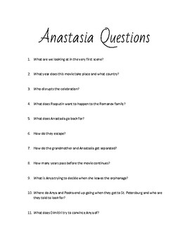 Preview of Anastasia Movie Guide