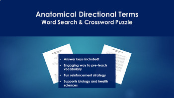Preview of Anatomical Directional Terms BUNDLE - Word Search, Crossword Puzzle, Case Study