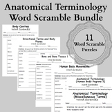 Anatomical Terminology Word Scramble Bundle | 11 Worksheets