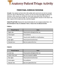 Anatomy: Anatomical Terms Patient Triage Activity