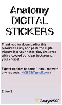Preview of Anatomy DIGITAL STICKERS
