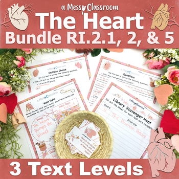 Preview of Anatomy Heart Grade 2 Nonfiction Read Bundle RI.2.1 RI.2.2 RI.2.5 Valentines Day