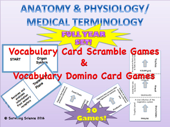Preview of Anatomy & Physiology/ Medical Terminology Full Year Vocabulary Games Bundle!