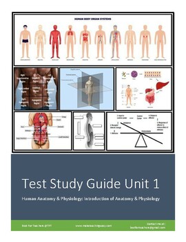 Preview of Anatomy & Physiology Unit 1 Test Study Guide