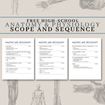 Preview of Anatomy and Physiology High School Scope and Sequence Freebie
