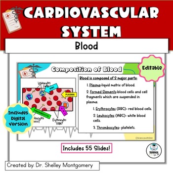 Preview of Anatomy and Physiology Unit 7: Cardiovascular System Blood Editable Slides