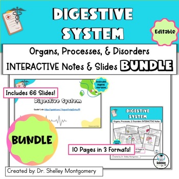 Preview of Anatomy and Physiology Unit 8: Digestive Syst Interactive Notes & Slides BUNDLE