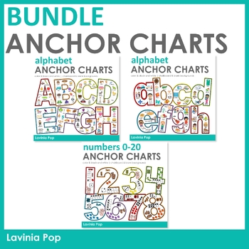 Preview of Alphabet & Number Anchor Chart BUNDLE Chalkboard and White Backgrounds