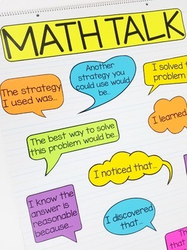 Anchor Chart Pieces for Math Talk Sentence Starters by Teachers R Us