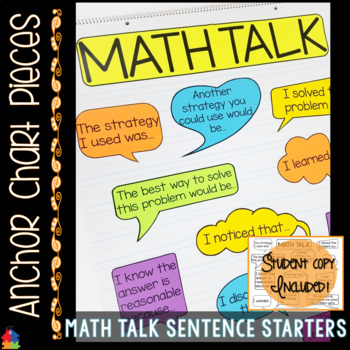 Preview of Anchor Chart Pieces for Math Talk Sentence Starters