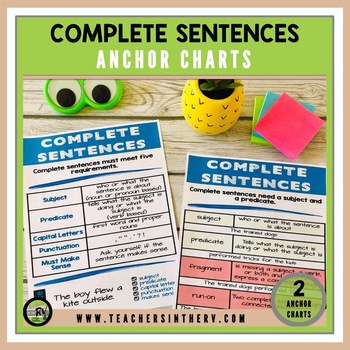 Preview of Anchor Charts  |  Cheat Sheet  |  Posters  |  Complete Sentences
