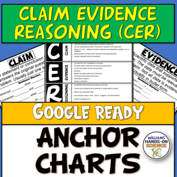 Preview of Anchor Charts Claim Evidence Reasoning CER Mini Bundle Print or Digital 