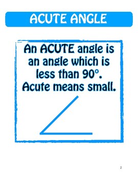 Preview of Anchor Charts: Classifying Angles: Obtuse, Acute, Right, Straight.  Geometry.