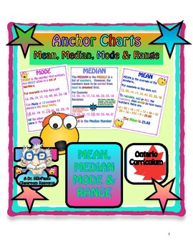 Preview of Anchor Charts: Mean, Median, Mode & Range - 6 in All! Data Management
