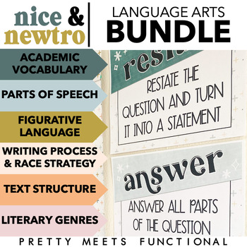 Preview of Anchor Charts and Posters for Language Arts Skills Bundle in Boho Retro Theme