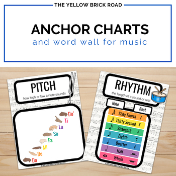 Preview of Music Anchor Charts and Word Wall - music posters - music word wall