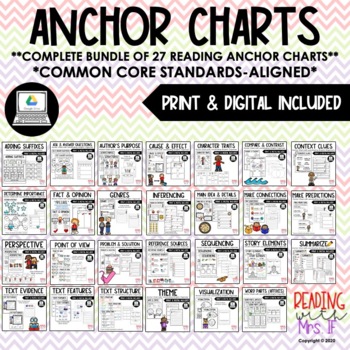 Preview of Reading Anchor Charts & Graphic Organizers: Complete Bundle (PRINT & DIGITAL)