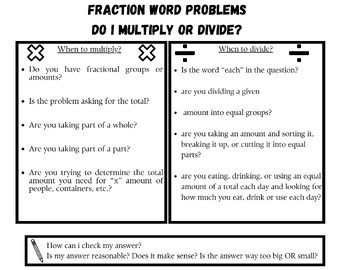 Preview of Anchor chart: Word problems, Do i multiply or divide fractions?