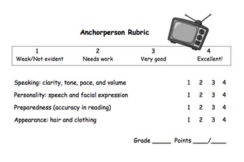 Preview of Anchorperson Rubric