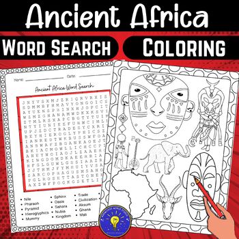 Preview of Ancient Africa Activities | Word Search - Coloring Page