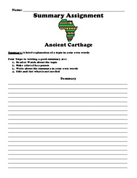 Preview of Ancient Africa Summary Packet 18 Total Topics