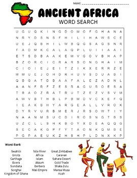 Preview of Ancient Africa Word Search with Answer Key