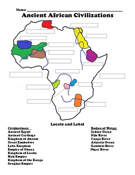 Preview of Ancient African Civilizations Mapping Worksheet