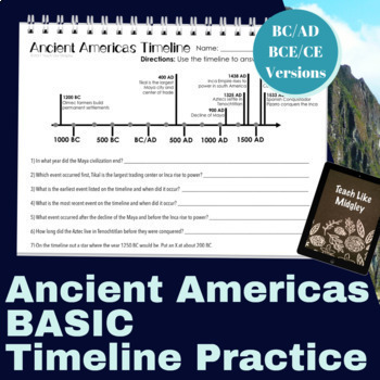 Preview of Ancient Americas: Olmec, Maya, Inca, and Aztec Timeline Practice