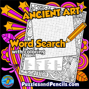 Preview of Ancient Art Word Search Puzzle & Coloring Activity | Periods of Art Wordsearch