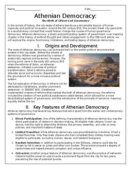 Preview of Ancient Athens: Birth of Democracy: In Depth Worksheet Activity
