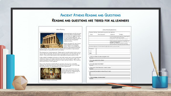 Preview of Ancient Athens Reading and Questions- Tiered for all student types
